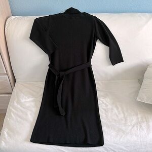 Knitted black dress with 3/4 sleeves